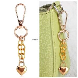NEW Gold Heart Lock Chain Bag Charm/ Keychain